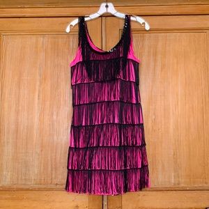 Halloween costume - Flapper girl in hot pink and black.